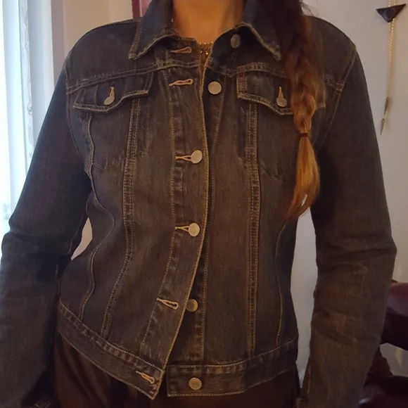 🌙Upcycled Gap Denim Jean Jacket Rosie Nevertheless - Picture 6 of 11